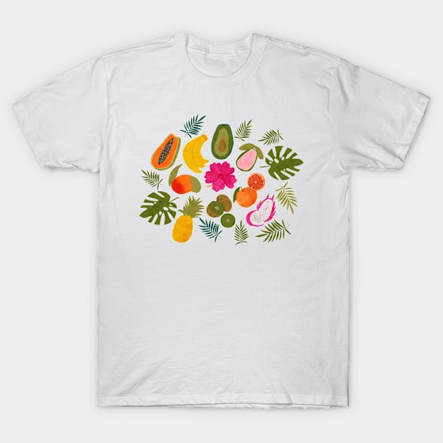 Tropical Fruit Paradise T-Shirt by Maddyslittlesketchbook